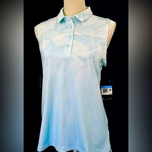 NWT Nike Golf Women’s Sleeveless Standard Fit  DriFit top Light Blue Whi…